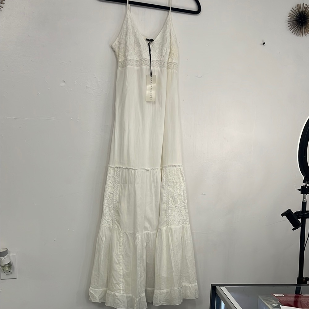 White Tiered Spaghetti Strap Maxi Sundress - Picture 1 of 5